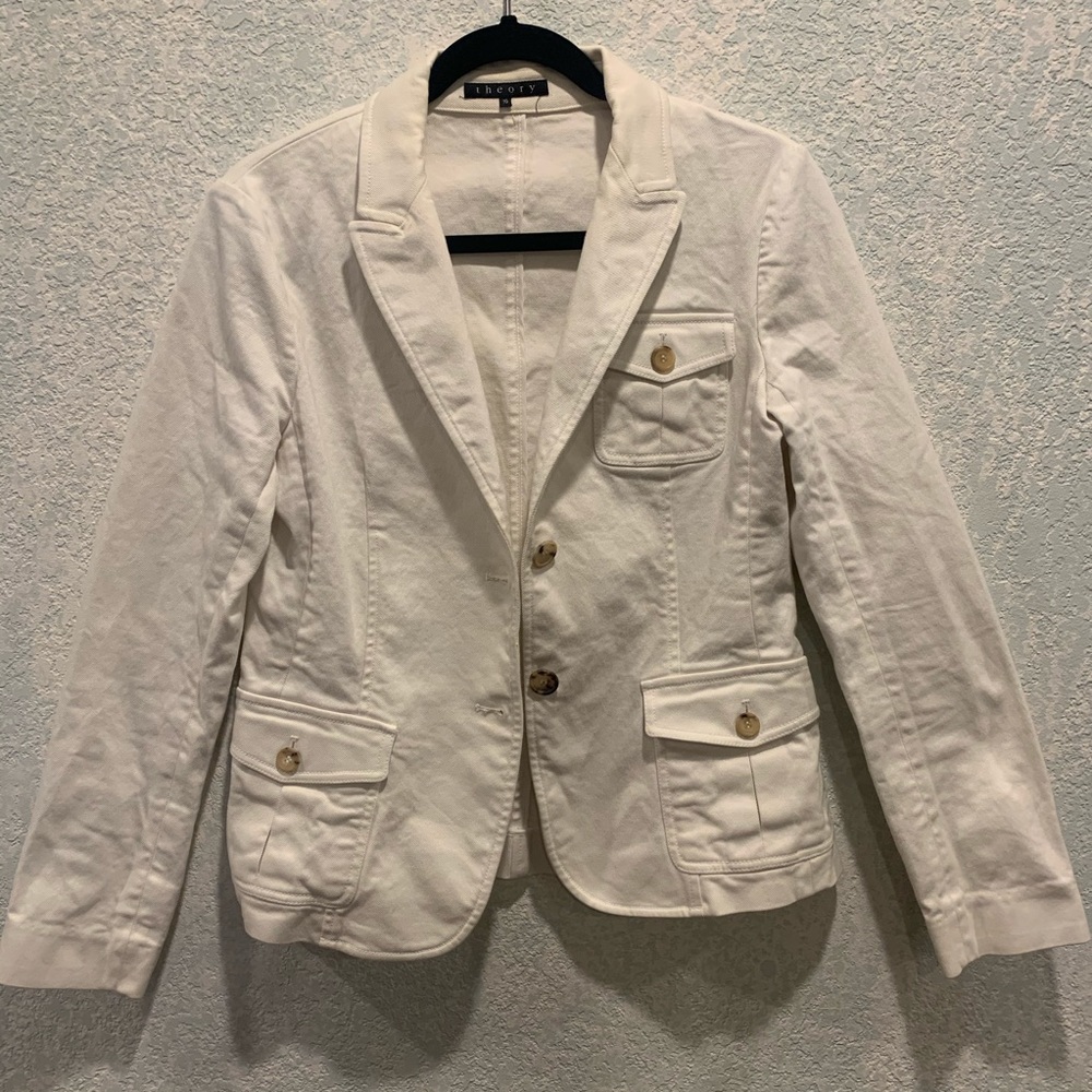 Theory Denim White Blazer